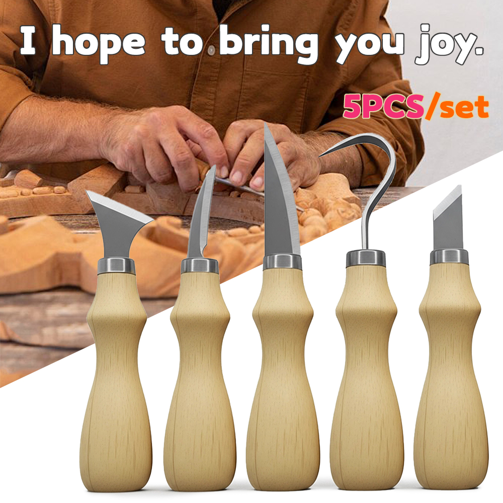 Craft Knife Set - 5pc Wood Carving Tools Set Oak