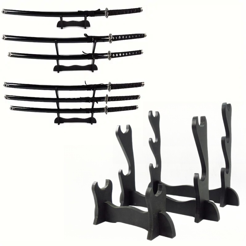 Cosplay Prop Katana - Black Samurai Sword Display Stand Anime