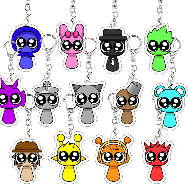 Acrylic Cosplay Prop - Sprunki Acrylic Keychain Wenda Pinki Gray