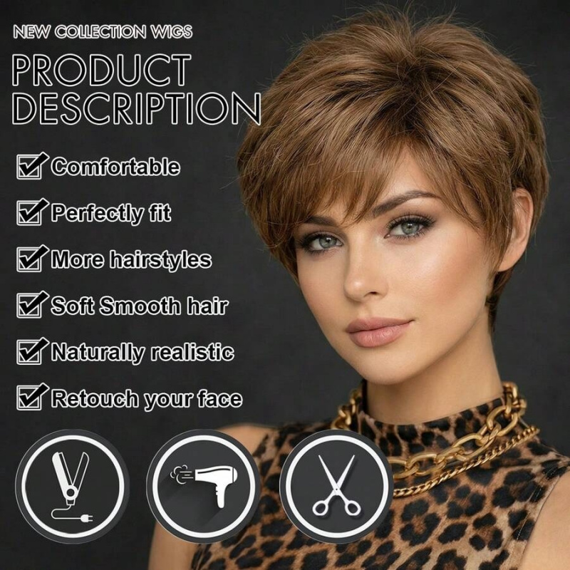 Wig Fiber Net - Women Short Pixie Cut Synthetic Wig,High