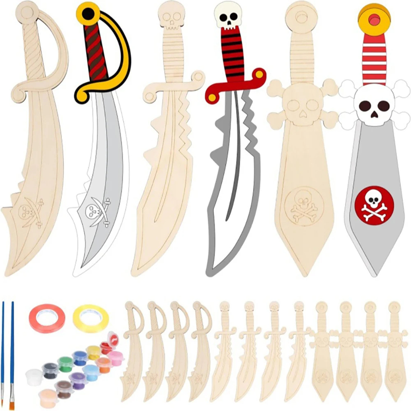 Wooden DIY Drawing Pirate Wood - Cosplay Prop Paint recension och pris