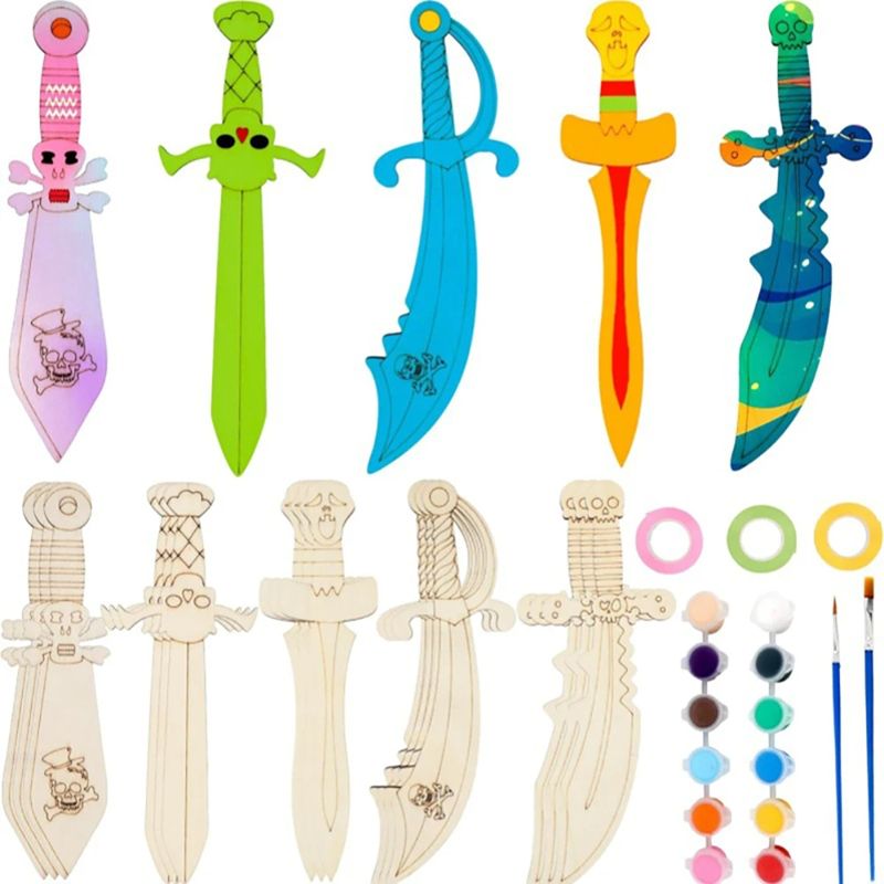 Wooden DIY Drawing Pirate Wood - Cosplay Prop Paint recension och pris
