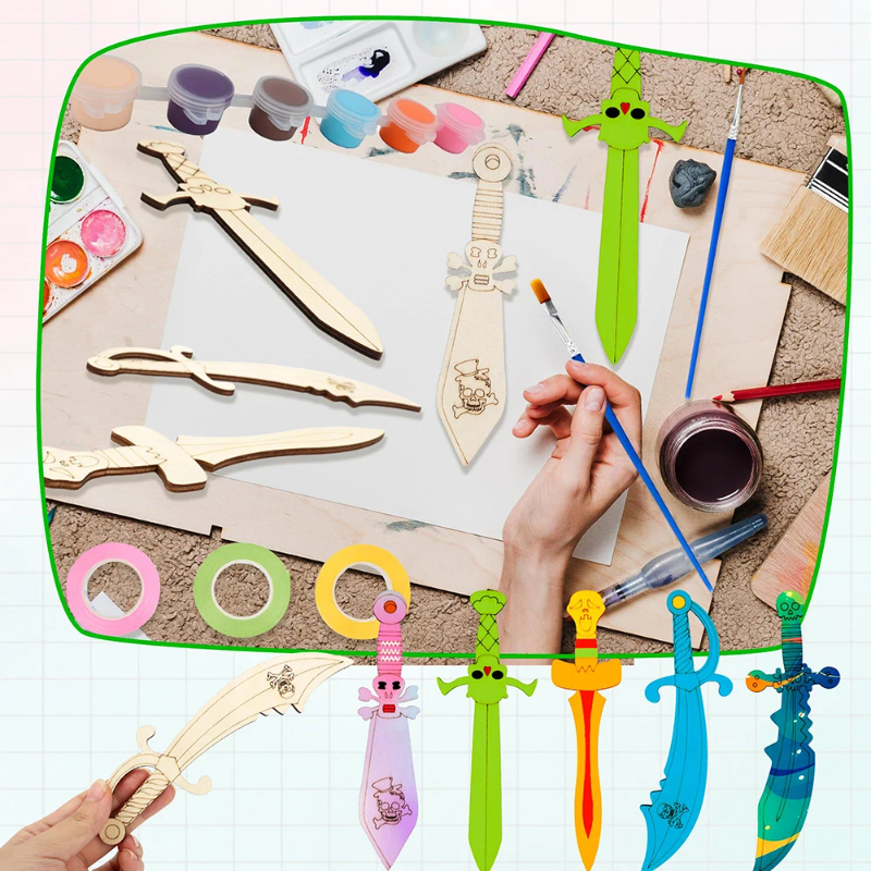 16pcs Kids Wooden Pirate Theme - Cosplay Prop Paint recension och pris