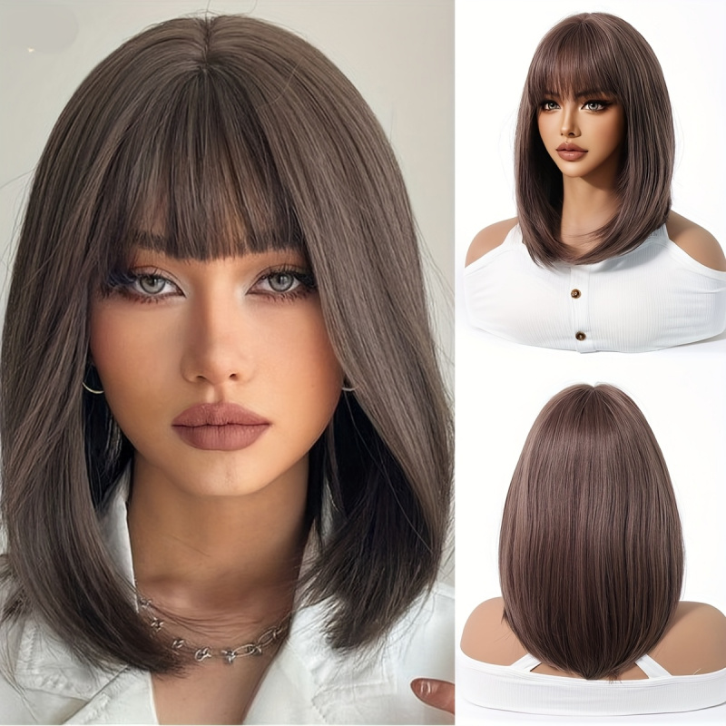 Elegant Brown Short Bob Wig fo - Wig Fiber Net recension och pris