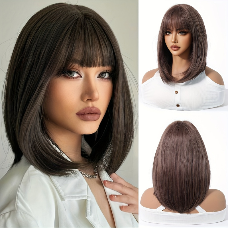 Elegant Brown Short Bob Wig fo - Wig Fiber Net recension och pris