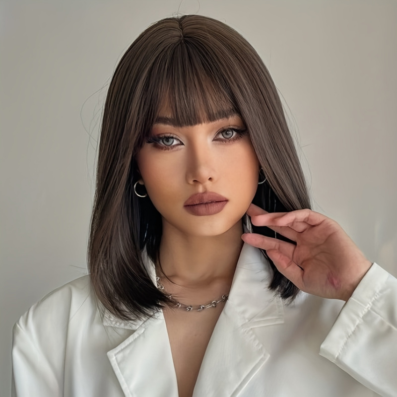 Elegant Brown Short Bob Wig fo - Wig Fiber Net recension och pris