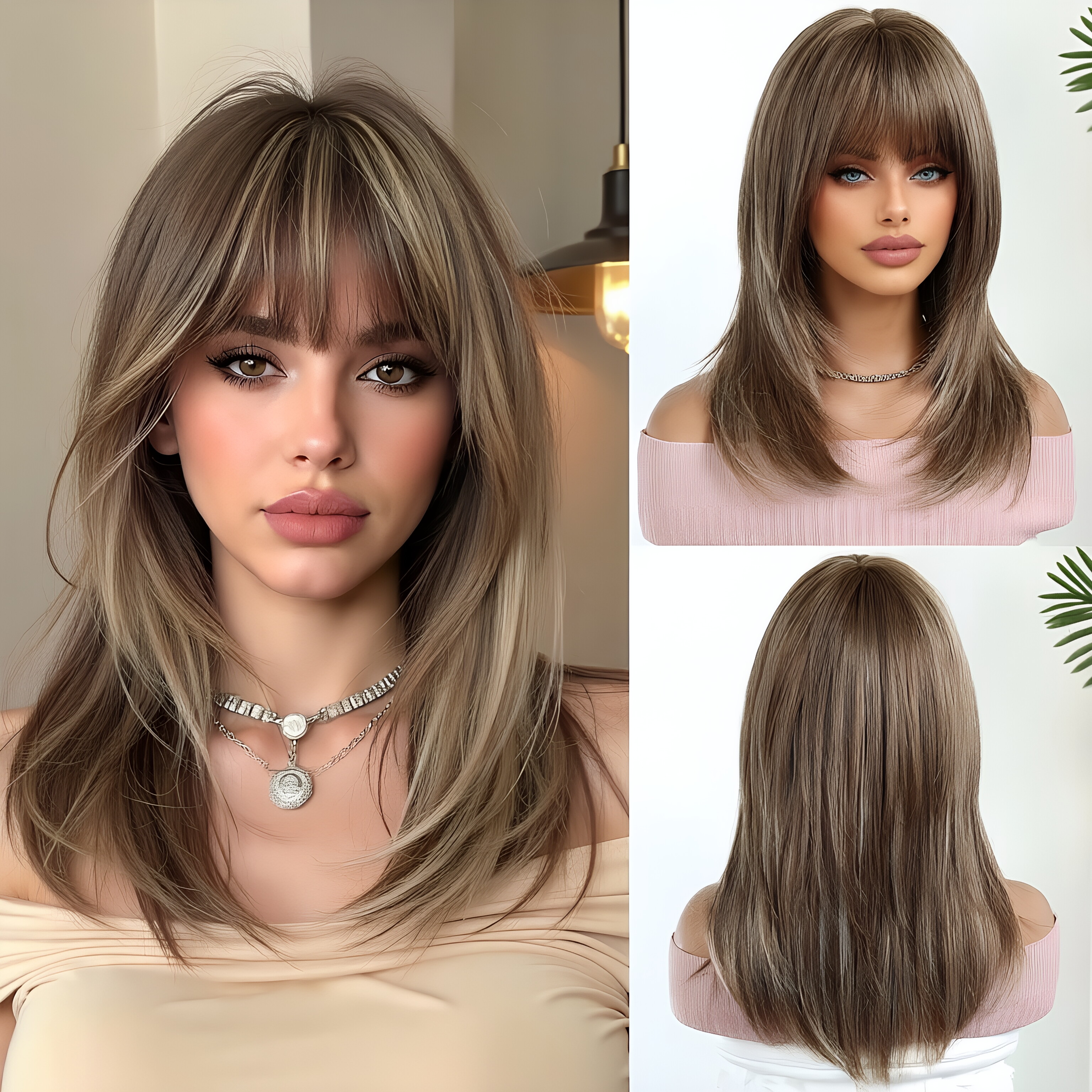 Daily light brown wig, headban - Wig Fiber Net recension och pris